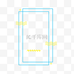 黄色矩形边框图片_手绘创意蓝色边框装饰