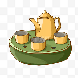 黄色茶壶茶杯 