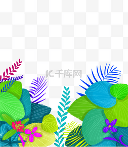 彩色边角图片_手绘春季植物叶子装饰边框