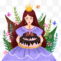 皇冠粉色图片_ 女孩和蛋糕
