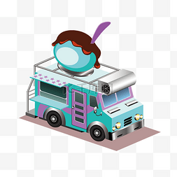 卡通冰淇淋快餐车矢量素材