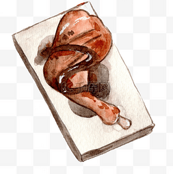 红烧排骨浇汁饭图片_卡通手绘一只鸡腿插画
