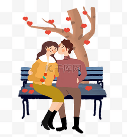 温馨浪漫的图片_情人节卡通手绘拥抱接吻的情侣