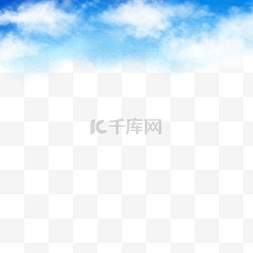 蓝天白云水彩图片_水彩手绘蓝天白云