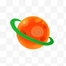 星星绿色图片_插画风橙色小恒星星球