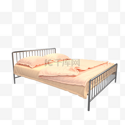 家装卧室图片_3D金属铁床双人床
