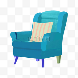 客厅白色抱枕图片_手绘卡通蓝色沙发抱枕
