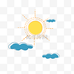 夏日旅行主题图片_卡通黄色线条云朵太阳