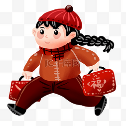 春节团圆人物插画