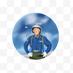 中国风茶杯垫图片_建军节手绘空军飞行员