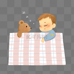小朋友卡通可爱图片_小婴儿和小熊在床上睡觉