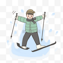 萌萌的字图片_在滑雪的男孩子PNG