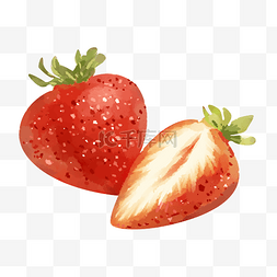 手绘半个水果图片_半个草莓手绘插画