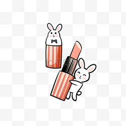 卡通手绘兔兔图片_矢量卡通兔子和口红