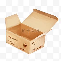 盒子的包装图片_创意卡通打开的纸箱子插画