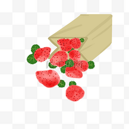 新鲜手绘草莓插画图片_手绘红色的草莓插画