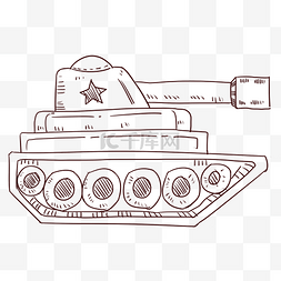 线描坦克大炮插画