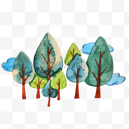 绿色的树林装饰插画
