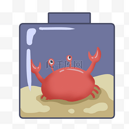 螃蟹的漂流瓶插画