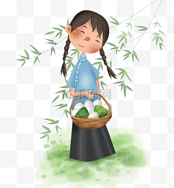 端午节拿篮子的民国少女