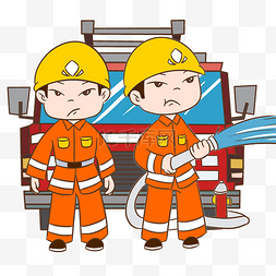 消防安全消防车插画