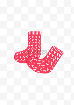 圣诞节针织花纹图片_手绘插画红色的袜子PNG素材
