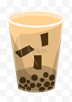 奶茶杯吸管图片_手绘一杯热饮奶茶插画