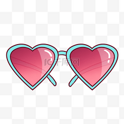 太阳镜免抠图片_卡通手绘粉色爱心时尚眼镜墨镜PNG