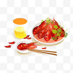 美食广告插画图片_卡通传统美食之小龙虾