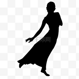 黑色人物影子图片_跳舞的长裙人物剪影矢量图