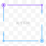 蓝紫渐变色科技感外发光几何方形圆形边框