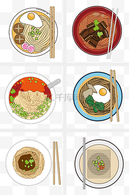 食物图片_手绘面条系列插画