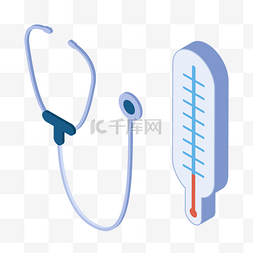 蓝色听诊器温度计