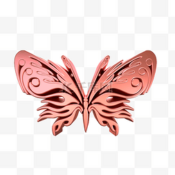 C4D粉色金属质感蝴蝶装饰