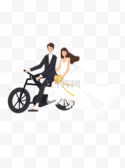  自行车上的婚纱照 