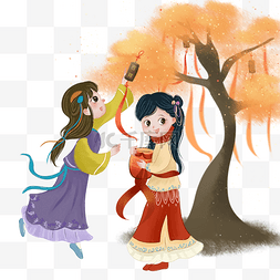 中过图片_新年古风中国风汉服少女新年祈福