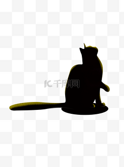 黑色猫咪剪影侧影图