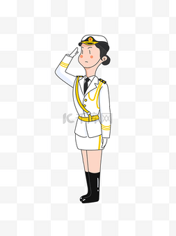 空军海军图片_建军节党建军人女兵军礼可爱卡通