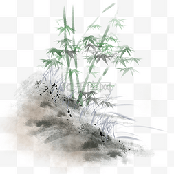 绿色植物竹子图片_水墨竹子装饰插画