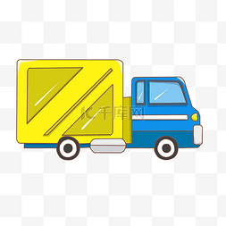 卡车货物插画图片_卡通黄色小货车插画