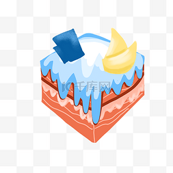 蓝色的奶油蛋糕插画