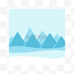 简约手绘雪山风景图插画