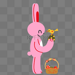 黄兔子图片_拿着复活节彩蛋的兔子