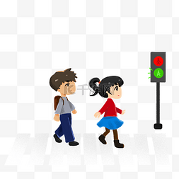 红绿灯红灯图片_交通安全儿童安全过马路
