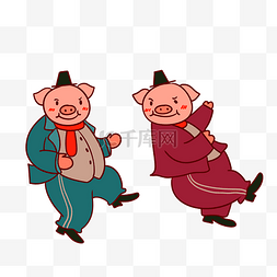 新年快乐卡通猪图片_手绘矢量卡通猪年新年小猪跳舞