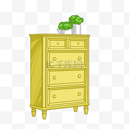 手绘家居黄色的柜子