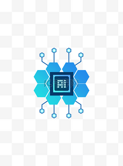 芯片科技感图片_微立体蓝色渐变科技风人工智能元