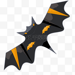 手绘黑色的蝙蝠风筝插画