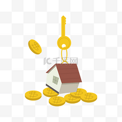金色手绘钥匙素材图片_手绘金融钥匙插画