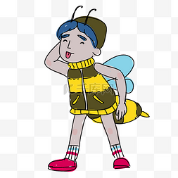 可爱卡通小蜜蜂图片_手绘卡通小清新的蜜蜂男孩